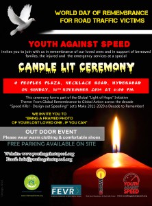 WDR Candle Lit Vigil, Youth Against Speed, Telangana State, India, 16 November 2014